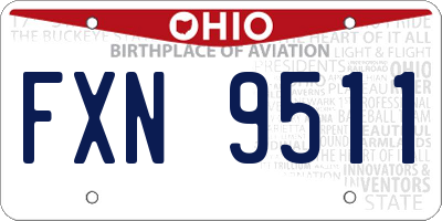 OH license plate FXN9511