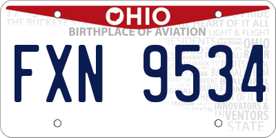OH license plate FXN9534