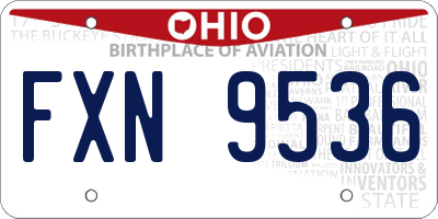 OH license plate FXN9536