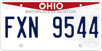 OH license plate FXN9544