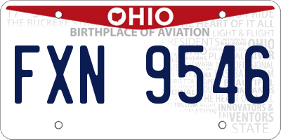 OH license plate FXN9546