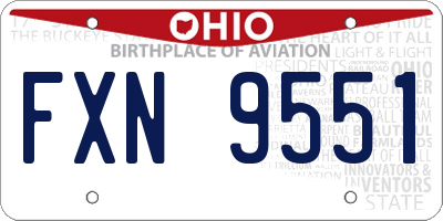 OH license plate FXN9551