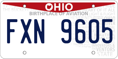 OH license plate FXN9605