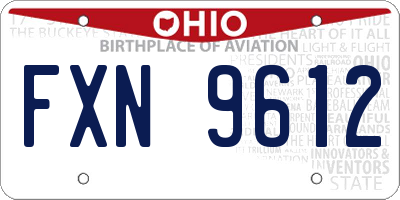 OH license plate FXN9612