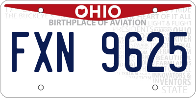 OH license plate FXN9625