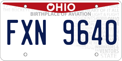 OH license plate FXN9640