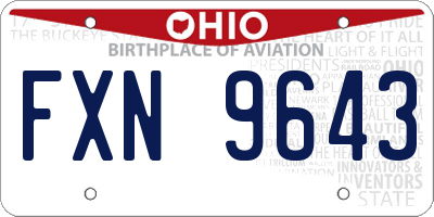 OH license plate FXN9643