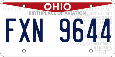 OH license plate FXN9644