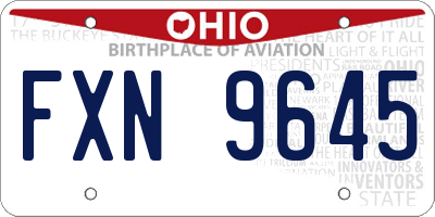 OH license plate FXN9645