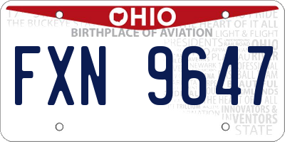 OH license plate FXN9647