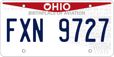 OH license plate FXN9727