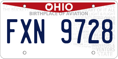 OH license plate FXN9728