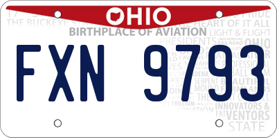 OH license plate FXN9793