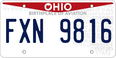 OH license plate FXN9816