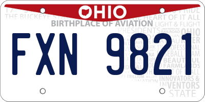 OH license plate FXN9821