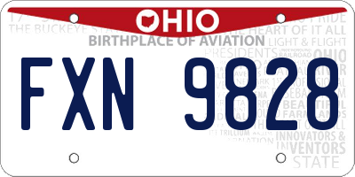 OH license plate FXN9828