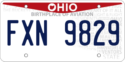 OH license plate FXN9829