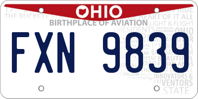 OH license plate FXN9839