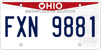 OH license plate FXN9881