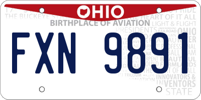 OH license plate FXN9891
