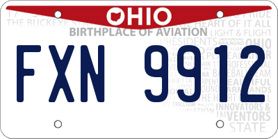 OH license plate FXN9912