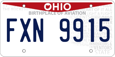 OH license plate FXN9915