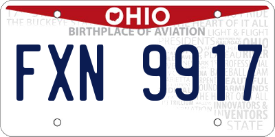 OH license plate FXN9917