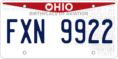 OH license plate FXN9922