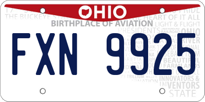 OH license plate FXN9925