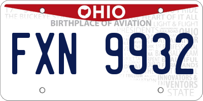 OH license plate FXN9932