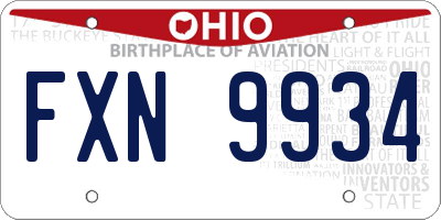 OH license plate FXN9934