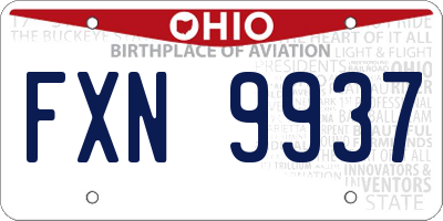 OH license plate FXN9937