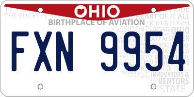 OH license plate FXN9954