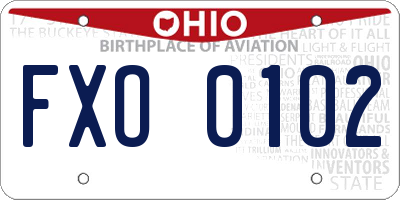 OH license plate FXO0102