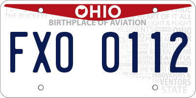 OH license plate FXO0112