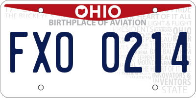 OH license plate FXO0214