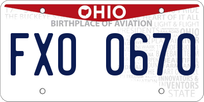 OH license plate FXO0670