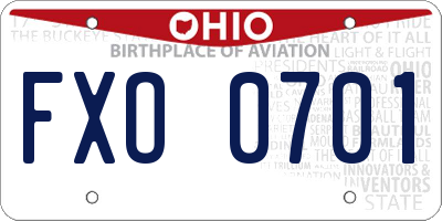 OH license plate FXO0701