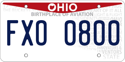 OH license plate FXO0800