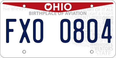 OH license plate FXO0804