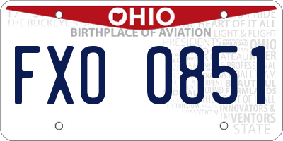OH license plate FXO0851