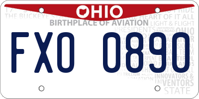 OH license plate FXO0890