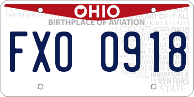 OH license plate FXO0918