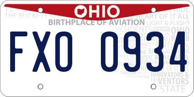 OH license plate FXO0934