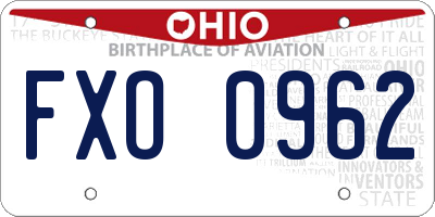 OH license plate FXO0962
