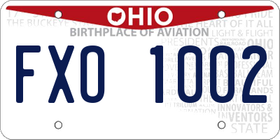 OH license plate FXO1002
