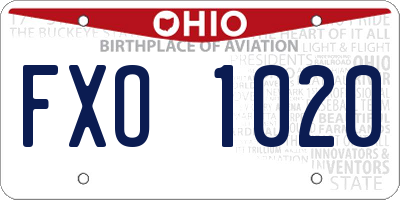 OH license plate FXO1020