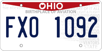 OH license plate FXO1092