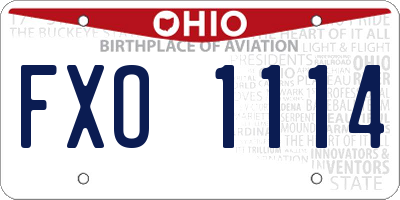 OH license plate FXO1114
