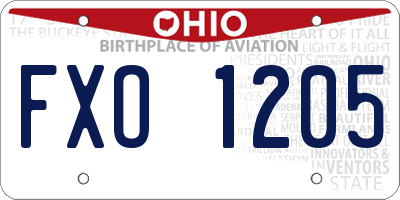 OH license plate FXO1205